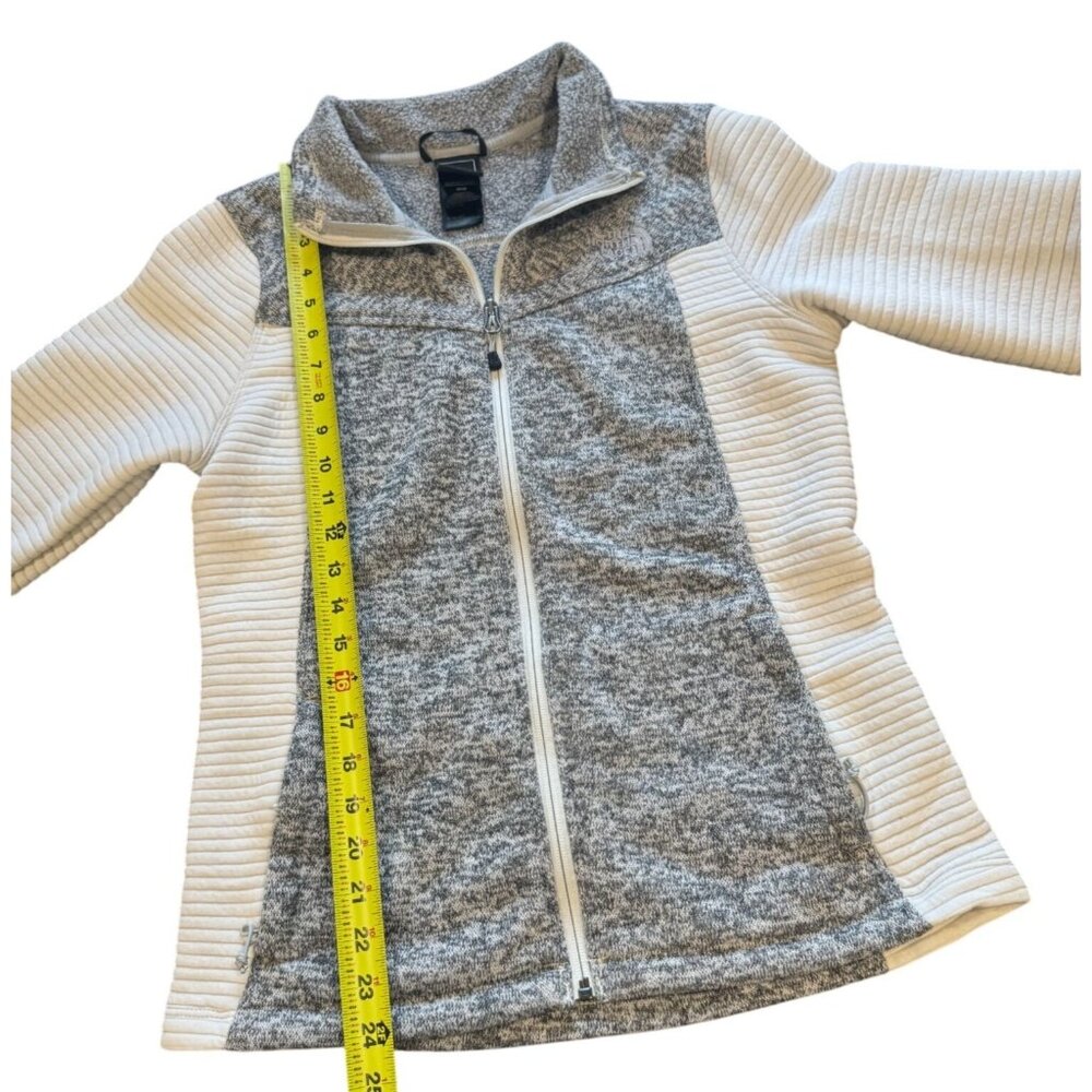 The North Face Womens Fleece Jacket Gray White Textured Zip Up Outerwear M |Q1 - Picture 6 of 8